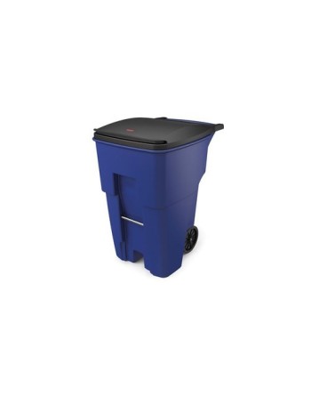 Rubbermaid FG9W2273BLUE Brute 95 Gallon Blue Wheeled Rectangular Trash Can with Lid - [DefendUse.com] - FG9W2273BLUE - Trash Can