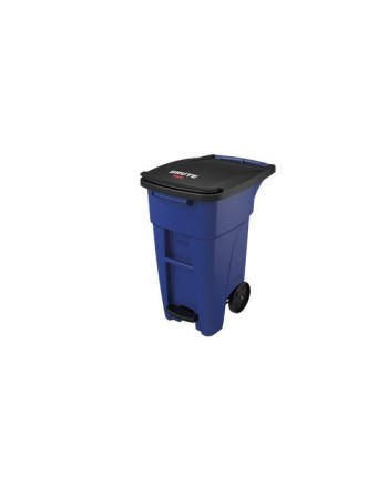 Rubbermaid 1971946 Brute Rollout Container Step-On 32G - Blue - [DefendUse.com] - 1971946 - Trash Cans with Wheels