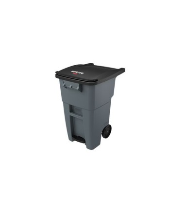 Rubbermaid 1971956 Brute Rollout Container Step-On 50G - Gray - [DefendUse.com] - 1971956 - Trash Cans with Wheels