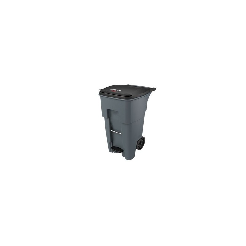 Rubbermaid 1971968 Brute Rollout Container Step-On 65G - Gray - [DefendUse.com] - 1971968 - Trash Cans with Wheels