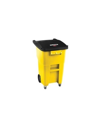 Rubbermaid 2018381 Final Rollout with Casters 50G - Yellow - [DefendUse.com] - 2018381 - Trash Cans with Wheels