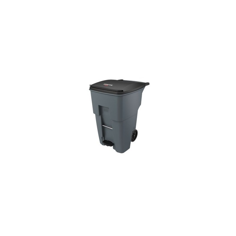 Rubbermaid 1971991 Brute Rollout Container Step-On 95G - Gray - [DefendUse.com] - 1971991 - Trash Cans with Wheels