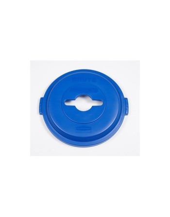 Rubbermaid 1788380 Brute Lid for 32G w/Slot/Hole for Mixed Recycle - Blue - [DefendUse.com] - 1788380 - Brute Trash Can Lids