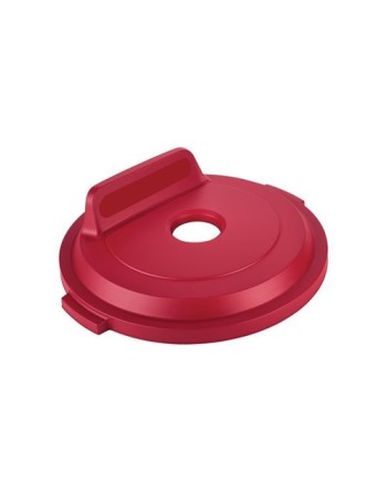 Rubbermaid 2017740 Brute Lid w/Hole Bottles/Cans 32G - Red - [DefendUse.com] - 2017740 - Brute Trash Can Lids