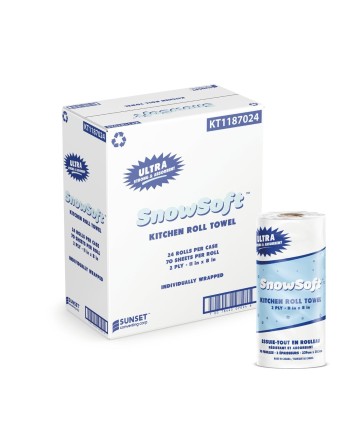 SUNSET KT1187024 Snow Soft® Premium Kitchen Towels, 2 Ply, Case of 24 - [DefendUse.com] - KT1187024 - Sunset Converting Brands
