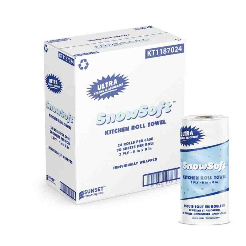 SUNSET KT1187024 Snow Soft® Premium Kitchen Towels, 2 Ply, Case of 24 - [DefendUse.com] - KT1187024 - Sunset Converting Brands