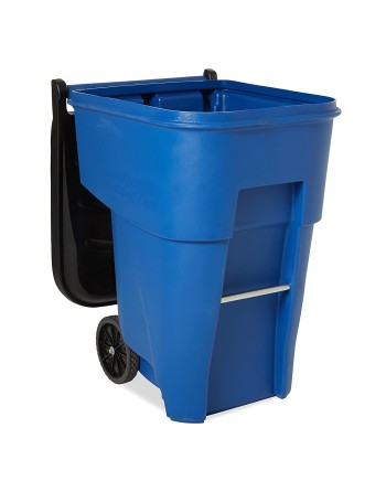 Rubbermaid FG9W2273BLUE Brute 95 Gallon Blue Wheeled Rectangular Trash Can with Lid - [DefendUse.com] - FG9W2273BLUE - Trash Can