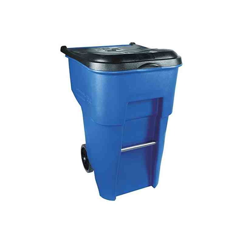 Rubbermaid FG9W2273BLUE Brute 95 Gallon Blue Wheeled Rectangular Trash Can with Lid - [DefendUse.com] - FG9W2273BLUE - Trash Can