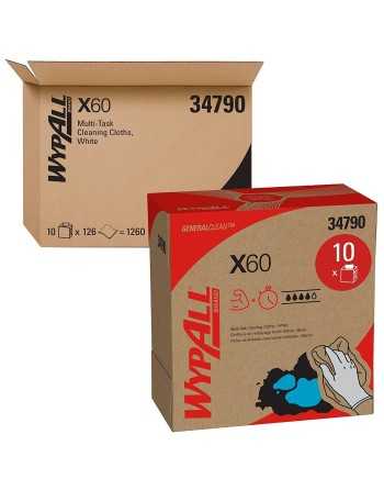 KIMBERLY-CLARK  X60 Wipers, All-Purpose, 16-4/5" L x 8-3/4" W Colour: White, Sheets/Case: 126 Units/Case: 10 - [DefendUse.com] -