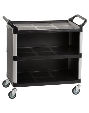  Rubbermaid Commercial Plastic Service and Utility Cart with  Cabinet and Sliding Drawer, Black (FG345700BLA) 200 lbs : Office Products