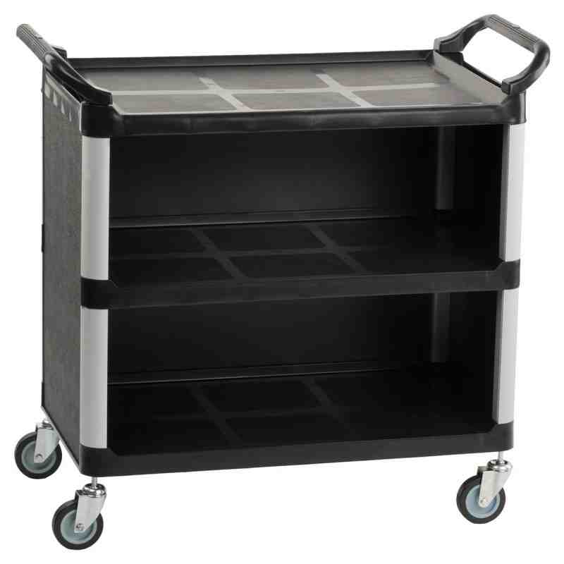 Rubbermaid FG409300BLA Utility Cart with Enclosed End 3 Sided - [DefendUse.com] - FG409300BLA - Rubbermaid® Service Carts