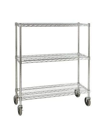 Rubbermaid FG9G7900CHRM Prosave Ingredient Mobile Bin Shelf Rack, 38 inches x 14 inches x 48.3 inches, Chrome - [DefendUse.com] 