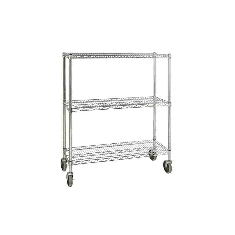 Rubbermaid FG9G7900CHRM Prosave Ingredient Mobile Bin Shelf Rack, 38 inches x 14 inches x 48.3 inches, Chrome - [DefendUse.com] 