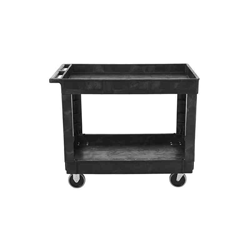 Rubbermaid FG9T6700BLA Medium Lipped Two Shelf Utility Cart - 40" x 24" x 31 1/4" - [DefendUse.com] - FG9T6700BLA - Utility Cart