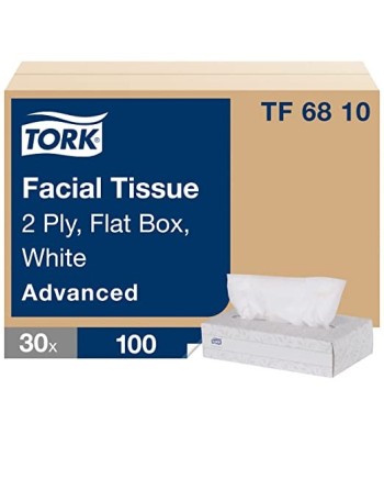 Tork® 141005 Advanced Facial Tissue Flat Box, 2-Ply, White, 100 Tissues/Box, 30 Boxes/Case - [DefendUse.com] - 141005 - Tork CA: