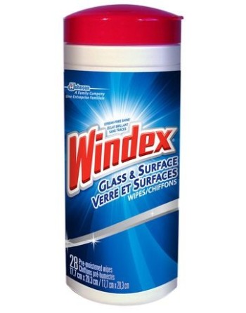 Windex 6000188711372 Glass & Surface Pre-moistened Wipes, 28 ct, Case of 9 - [DefendUse.com] - 6000188711372 - Windex®