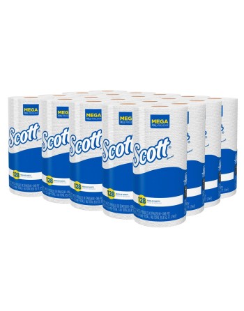 Scott® 41482 Perforated Kitchen Roll Towels, White, 1 Ply, 128 Sheets/Roll, 20 Rolls/Case - [DefendUse.com] - 41482 - Scott®