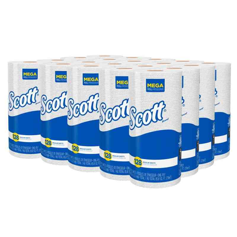 Scott® 41482 Perforated Kitchen Roll Towels, White, 1 Ply, 128 Sheets/Roll, 20 Rolls/Case - [DefendUse.com] - 41482 - Scott®