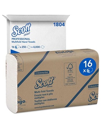 Scott Multifold Paper Towels (01804) with Fast-Drying Absorbency Pockets, White, 16 Packs/Case, 250 Multifold Towels/Pack - [Def