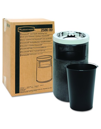 Rubbermaid FG258600BLA Classic Black Floor Smoking Ash/Trash with Urn, Metal Ashtray Top and Metal Liner - [DefendUse.com] - FG2
