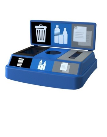 Clean River FX50LBE3WCBPBB Flex-Lid 50G-3 str w/BB-Wt/Can&Bot/Pap-Blu - [DefendUse.com] - FX50LBE3WCBPBB - Clean River Recycling