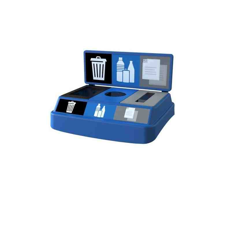 Clean River FX50LBE3WCBPBB Flex-Lid 50G-3 str w/BB-Wt/Can&Bot/Pap-Blu - [DefendUse.com] - FX50LBE3WCBPBB - Clean River Recycling