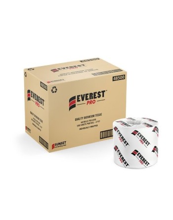 SUNSET 48500  Everest Pro® Toilet Paper, 2 Ply, 500 Sheets/Roll, 125' Length, White, Case of 48 - [DefendUse.com] - 48500 - Suns