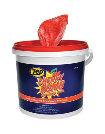 ZEP 346601 Cherry Bomb Heavy-Duty Hand Cleaner Wipes / Pail - [DefendUse.com] - 346601 - Zep Cleaning Products