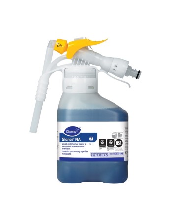 Diversey™ 100975198 Glance® Non-Ammoniated Glass & Multi-Surface Cleaner, Blue Liquid, No Added Fragrance, 1.4L, 2/Case - [Defen