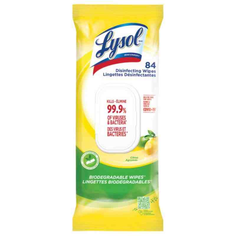 Lysol® CB997543 Biodegradable Disinfecting Wipes, Citrus Scent, Pack of 84 Wipes, Case of 4 - [DefendUse.com] - CB997543 - Lysol