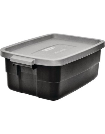 Rubbermaid RMRT100007 Roughneck Tote 10G - Black w/Cool Grey - 6/cs [2214] Case: 6 - [DefendUse.com] - RMRT100007 - Totes / Bins