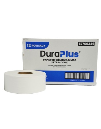 DuraPlus® Universal Jumbo Bathroom Tissue, 2-Ply, White, 1000', 12 Rolls/Case, Made in Canada - [DefendUse.com] - DP0349 - DuraP