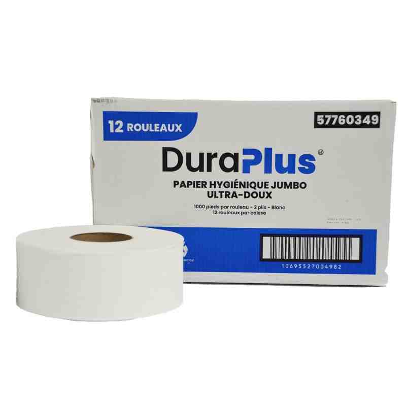 DuraPlus® Universal Jumbo Bathroom Tissue, 2-Ply, White, 1000', 12 Rolls/Case, Made in Canada - [DefendUse.com] - DP0349 - DuraP