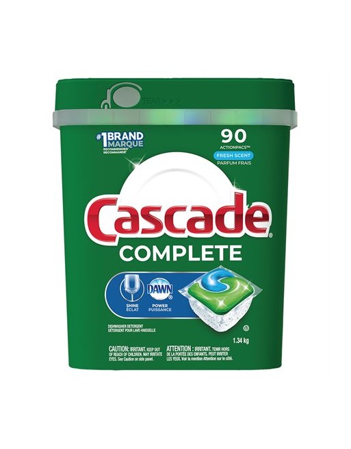 Cascade® 37000-55440 Complete ActionPacs 90-Count Fresh Scent Dishwasher Detergent, Case of 3 - [DefendUse.com] - 37000-55440 - 
