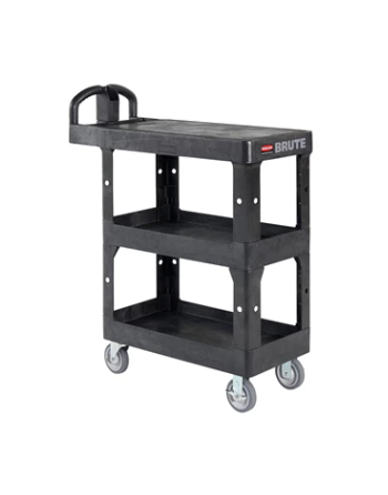 Rubbermaid 2203280 Brute 3 Shelf Flat Top Hand Cart, 16" x 30" - [DefendUse.com] - 2203280 - Rubbermaid Commercial Cleaning