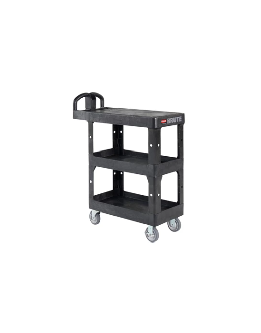 Rubbermaid 2203280 Brute 3 Shelf Flat Top Hand Cart, 16" x 30" - [DefendUse.com] - 2203280 - Rubbermaid Commercial Cleaning