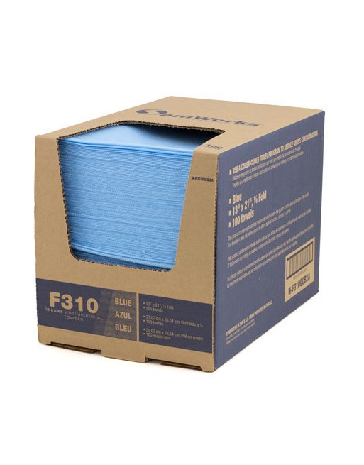 HOSPECO NF310QCB2A Food Service Wipers Antimicrobial Towel 13x21"Qtrfld Countercase Dual End 100/cs - Blue - [DefendUse.com] - N