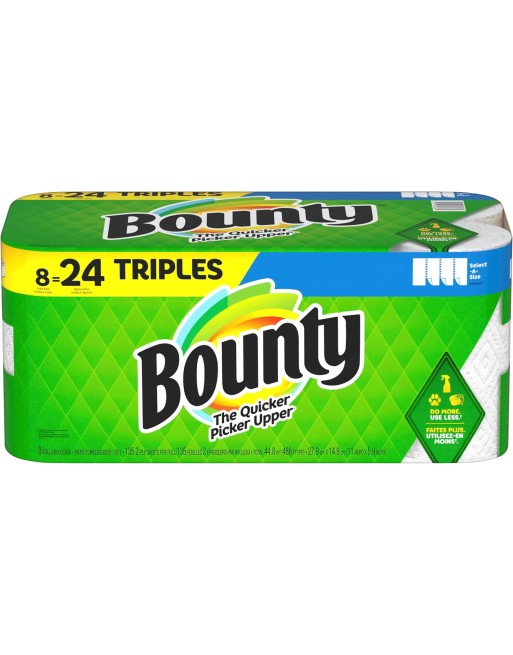 P&G Bounty 30772-08639 S-A-S Paper Towels 135sht - 1pk/8 Triple Roll - [DefendUse.com] - 30772-08639 - Bounty Select-A-Size