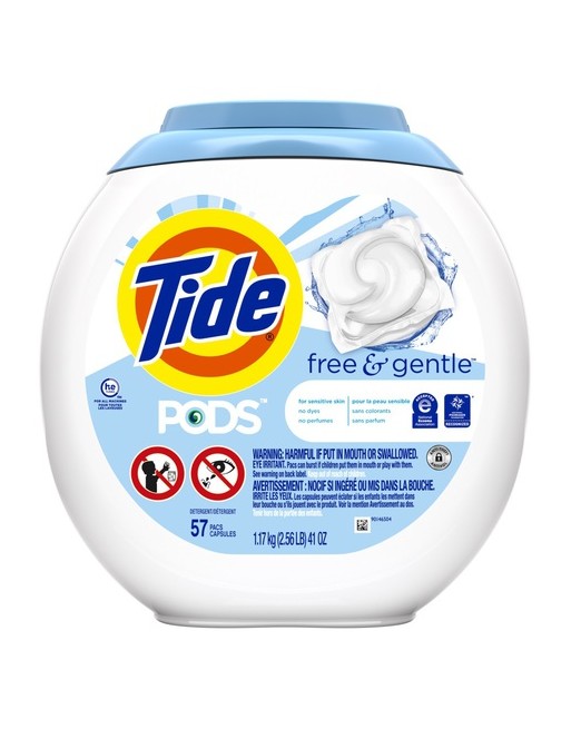 Tide 37000-00780 Liquid Pod Cold Water HE Free/Gentle, Case of 4/57ct - [DefendUse.com] - 10030772121457 - Home