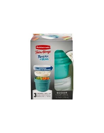 RUBBERMAID Home 2165237 SOP: TakeAlongs - Container 1.6 Cup 3/pk - Teal Case: 4, Price/CS - [DefendUse.com] - FG2165237 - Rubber