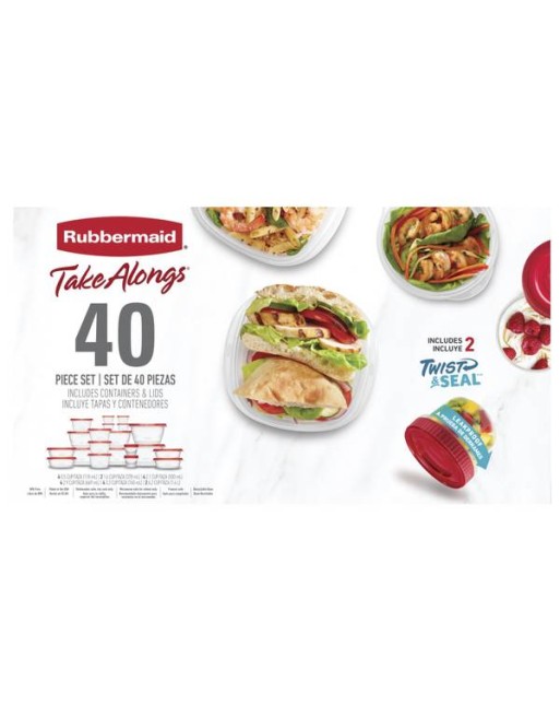 RUBBERMAID Home 2165271 SOP: TakeAlongs - Container Set 40/pc - Red Case: 2, Price/CS - [DefendUse.com] - FG2165271 - Rubbermaid