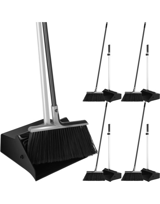 GLOBE 3034 Heavy-Duty Lobby Dustpan with Wheels and Lobby Broom Combo - [DefendUse.com] - 3034 - Lobby Broom & Dust Pan 