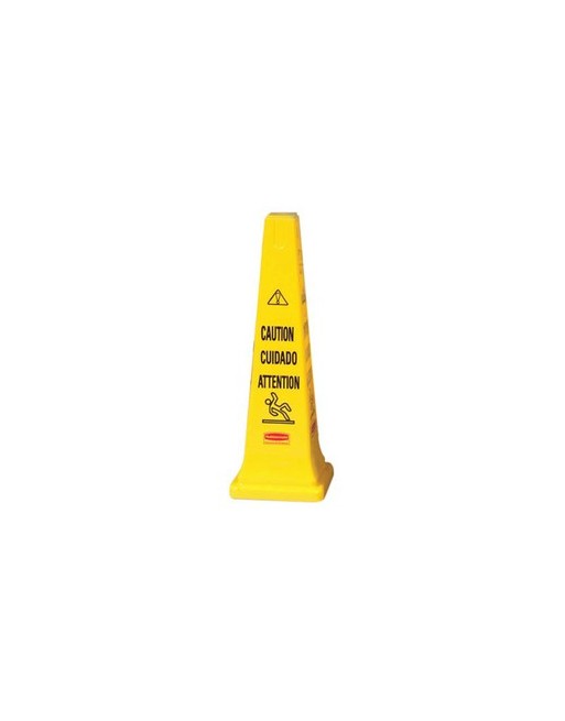 RUBBERMAID FG627600YEL Safety Cone 36" w/Multi-Lingual "Caution"- Yellow - [DefendUse.com] - FG627600YEL - Floor / Caution Signs