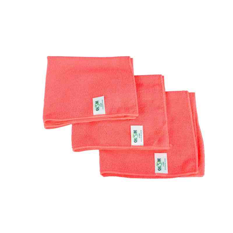 GLOBE Microfiber Cloth, Red, 14 x 14, 10/Pack - [Cleaning Supplies Canada Discounts] - 3131R - [DefendUse.com]