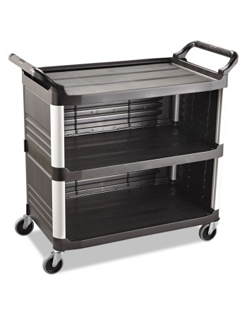 Rubbermaid FG409300BLA Xtra Black 300 lb. Utility Cart with Enclosed End Panels on Three Sides - [DefendUse.com] - FG409300BLA -