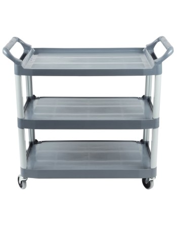 Rubbermaid FG409100BLA Xtra Black 300 lb. Three Shelf Utility Cart / Bus  Cart 40 x 20 x