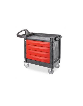 RUBBERMAID  Trademaster™ Mobile Cabinets & Work Centres, 4 Drawers, 40-5/8" L x 18-7/8" W x 38-3/8" H, Black - [Cleaning Supplie