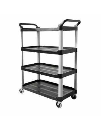 Rubbermaid FG409600BLA Xtra Black 300 lb. Four Shelf Cart with Open Sides - [DefendUse.com] - FG409600BLA - Utility Carts