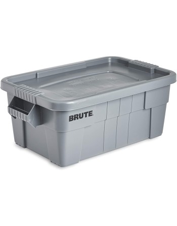 Rubbermaid Commercial BRUTE Tote Storage Bin with Lid, 14-Gallon, Gray (FG9S3000GRAY) - [DefendUse.com] - FG9S3000GRAY - Totes /