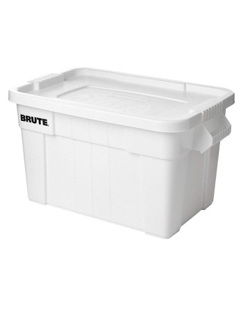 Rubbermaid Commercial Products Brute Tote Storage Container With Lid, 20-Gallon, White (FG9S3100WHT) - [DefendUse.com] - FG9S310